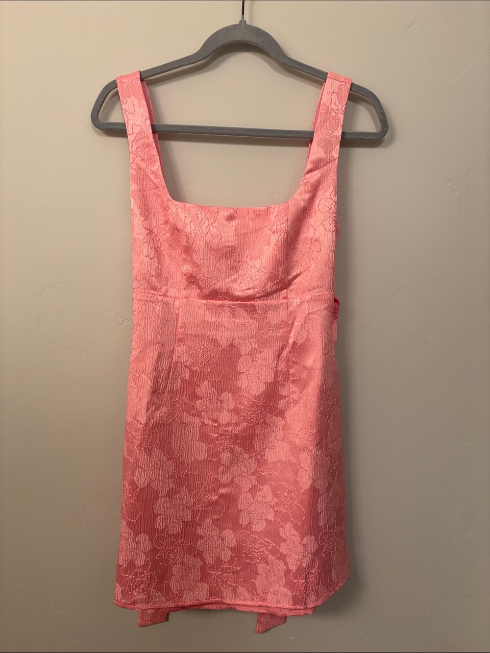 Lulus Perfectly Flirtatious Pink Floral Jacquard Tie-Back Mini Dress